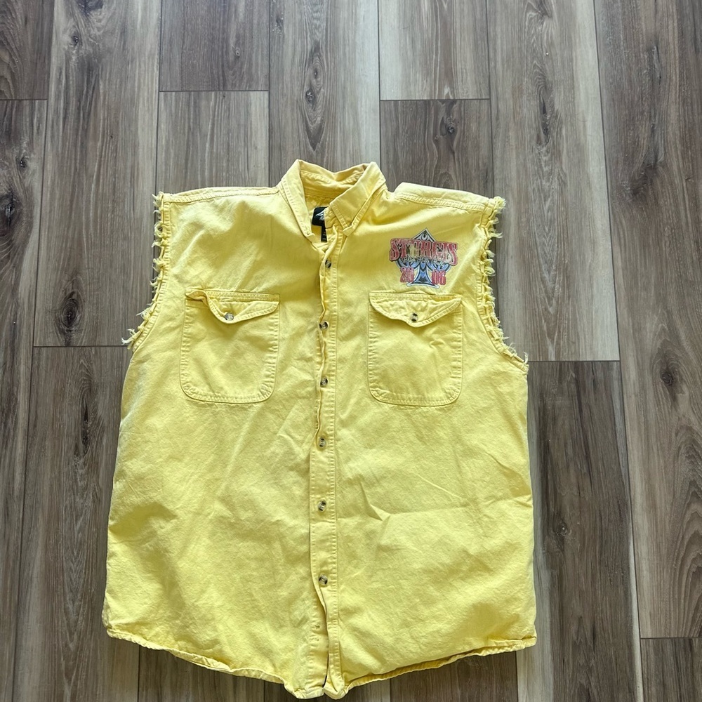 Sturgis men’s 2006 motorcycle rally Yellow Sleeveless Button-Up Shirt size 2XL